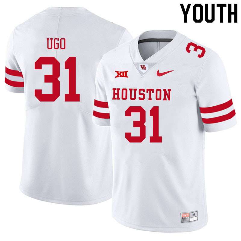 Youth #31 Justice Ugo Houston Cougars College Big 12 Conference Football Jerseys Sale-White